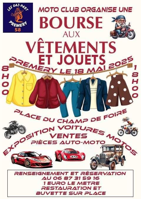 Affiche du moto-club pour la bourse aux vêtements et jouets