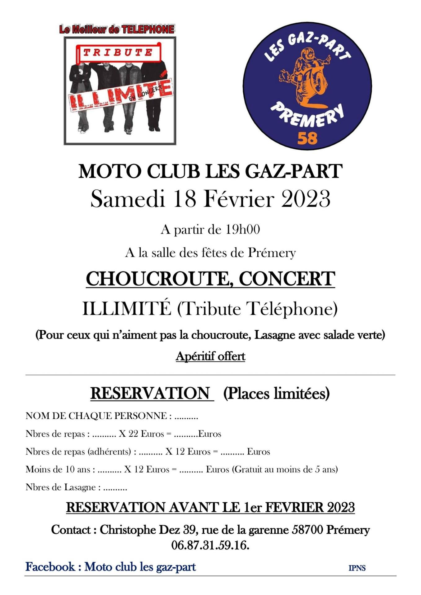 affiche annonçant la choucroute-concert des Gaz-part