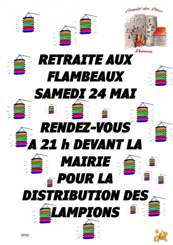 Fond blanc avec annonce de l'événement et des petits lampions en décoration.