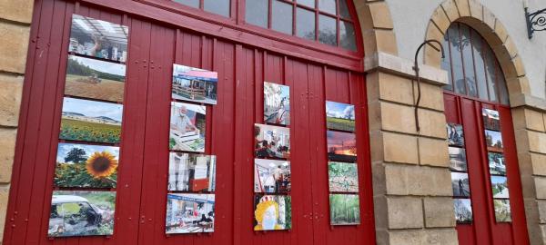 Les portes de la mairie avec l'expo photo
