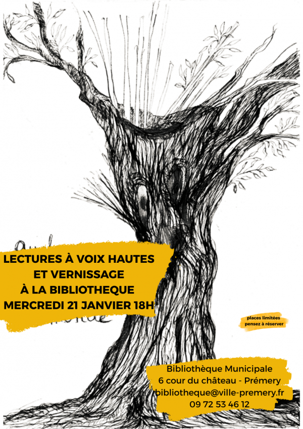 Dessin d'Evelyne en noir et blanc avec texte sur fond jaune